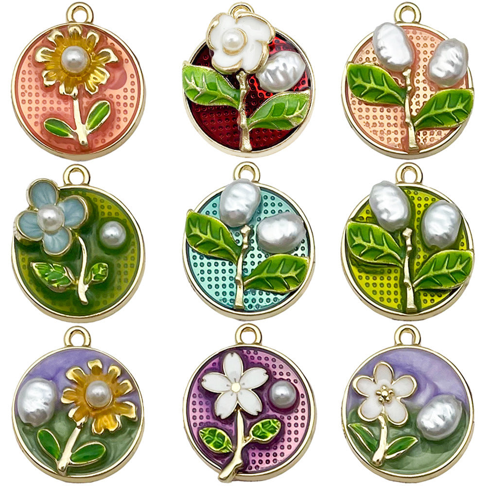 Wholesale Oil Painting Ocean Series DIY Alloy Oil Drop Pendant Necklace Earrings