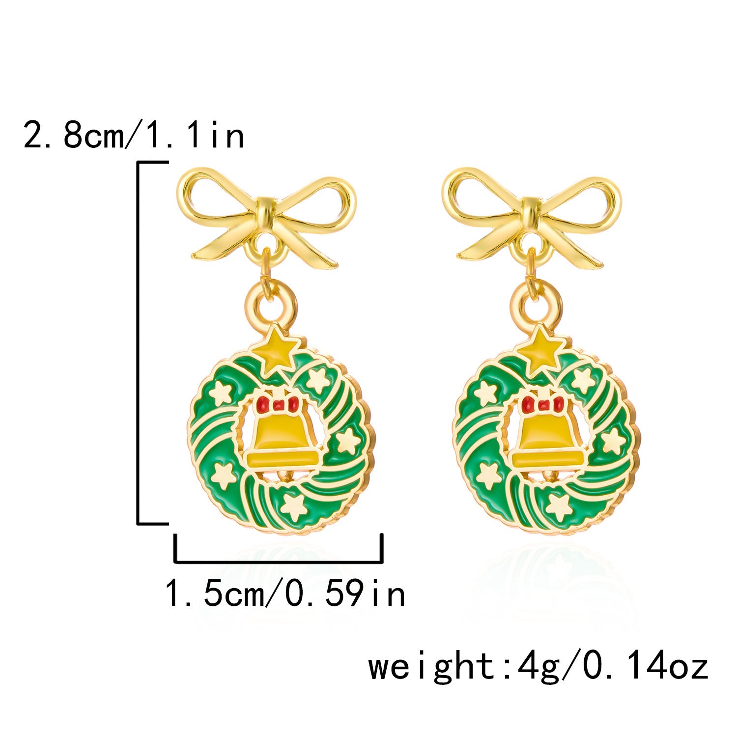 Wholesale Christmas earrings bow wreath Christmas tree earrings