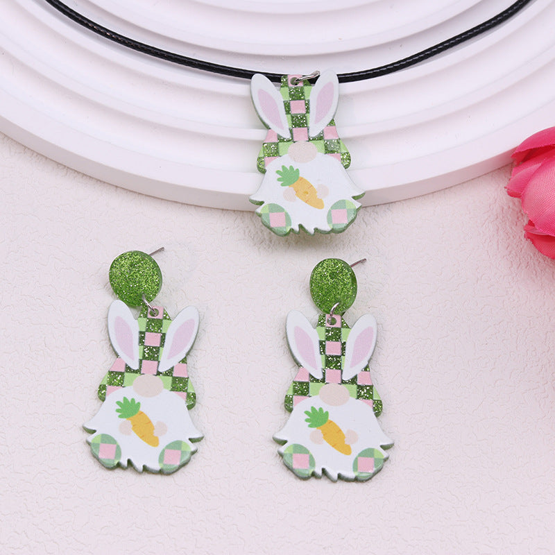 Wholesale Easter rabbit colored printed Easter egg acrylic earrings