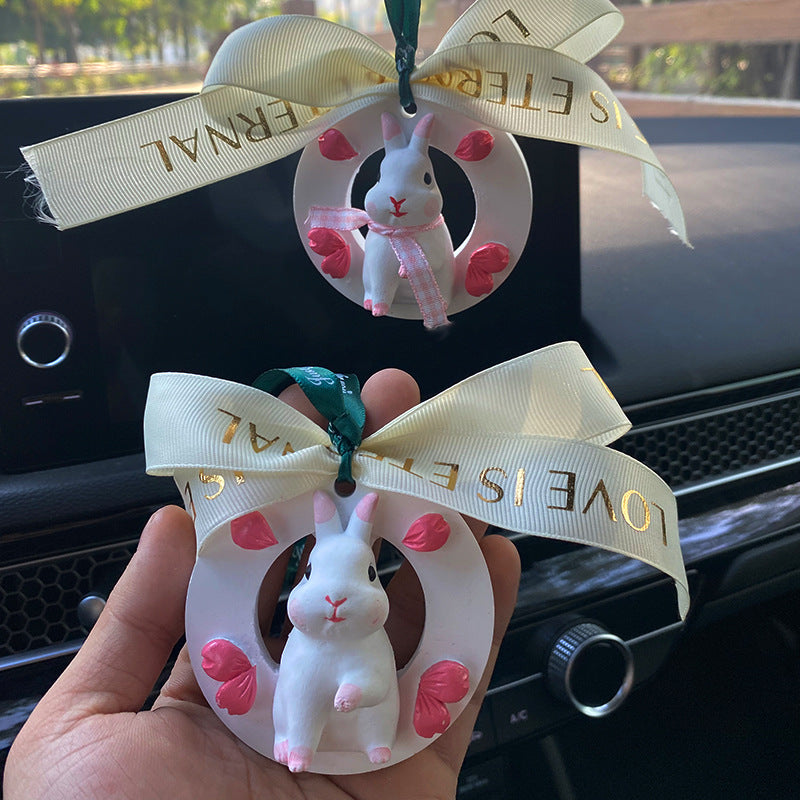Wholesale Car Mounted Aromatherapy Expansion Stone Rabbit Rearview Mirror Decorations