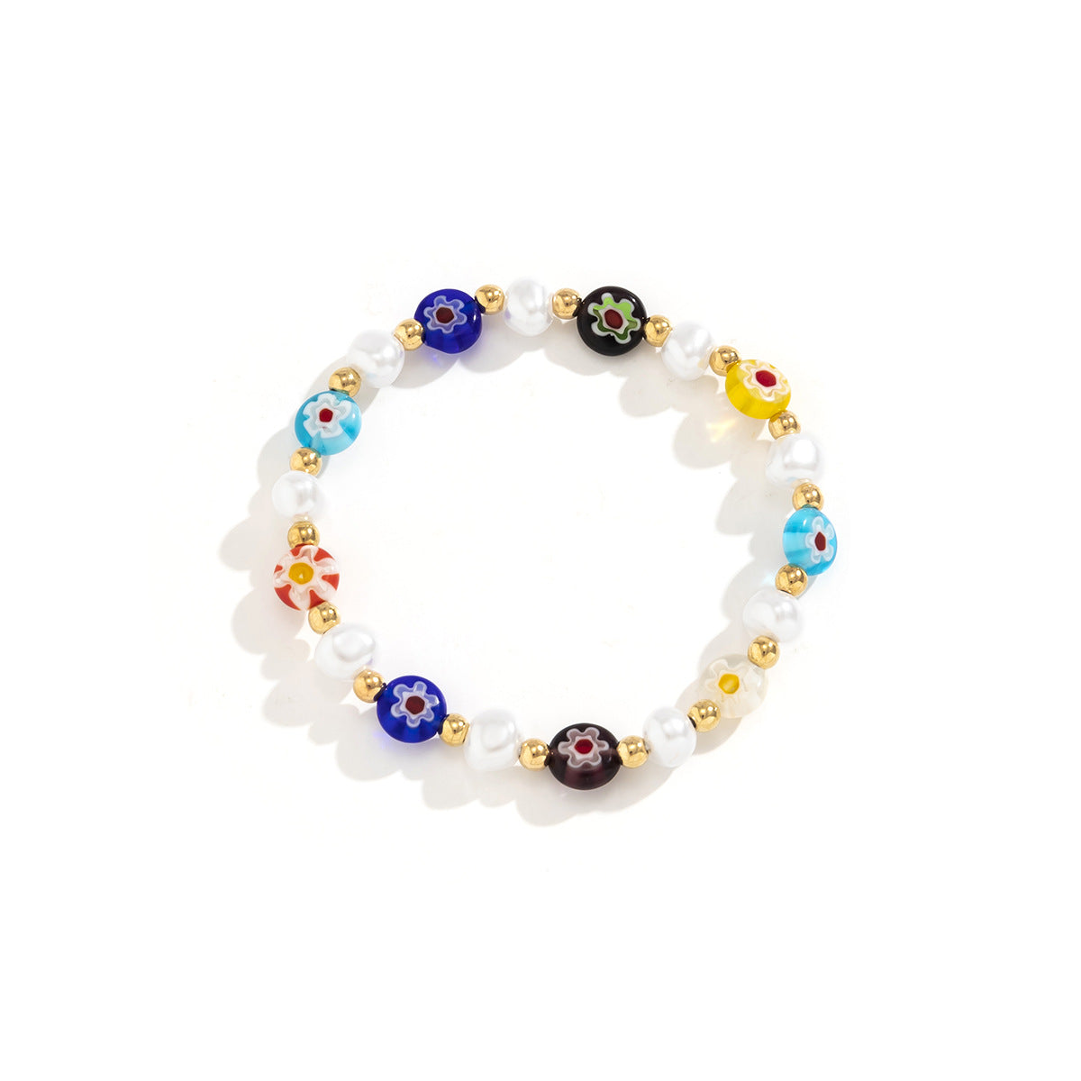 Wholesale Small Daisy Imitation Pearl Color Beaded Bracelet Necklaces Set