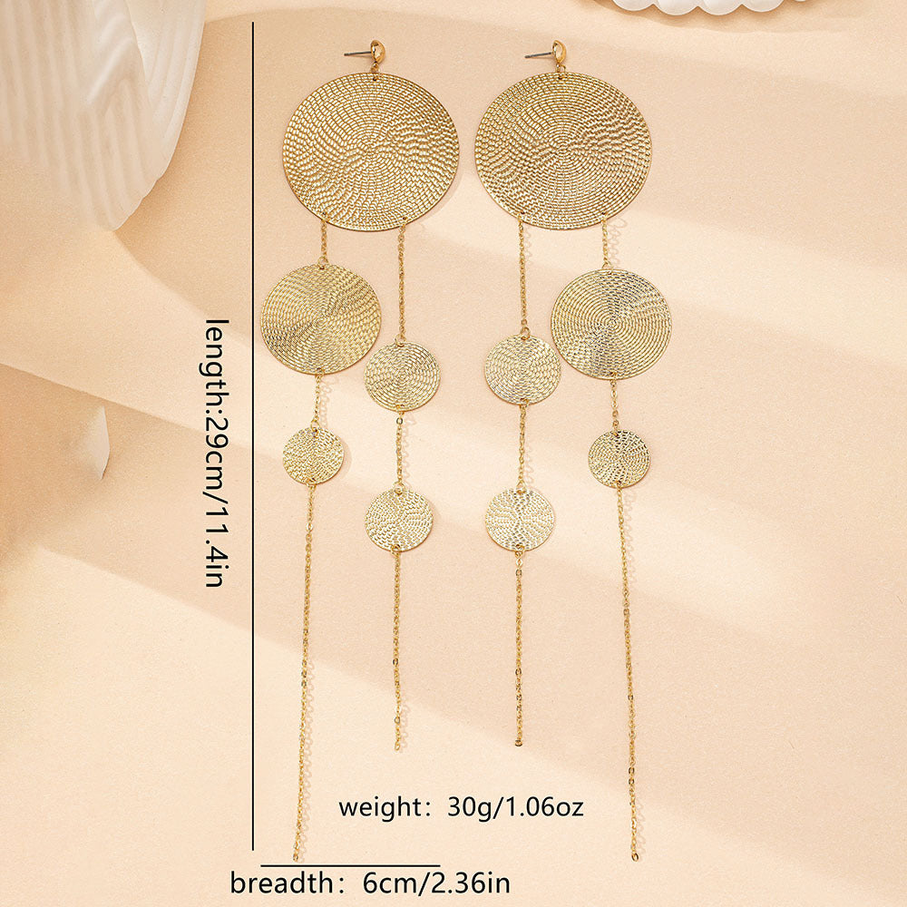 Wholesale Alloy Electroplated Leopard Print Tassel Earrings Retro Geometric Fashion Accessory For Party Wear