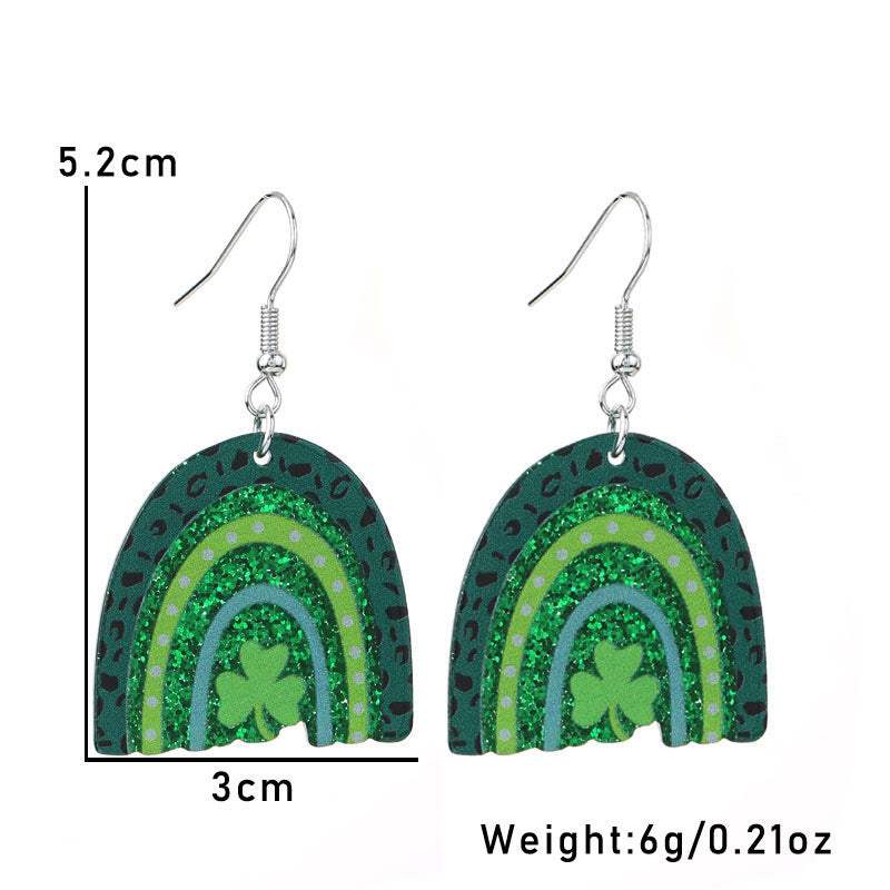 Wholesale Green shamrock St.  Patrick' s Day Acrylic Earrings