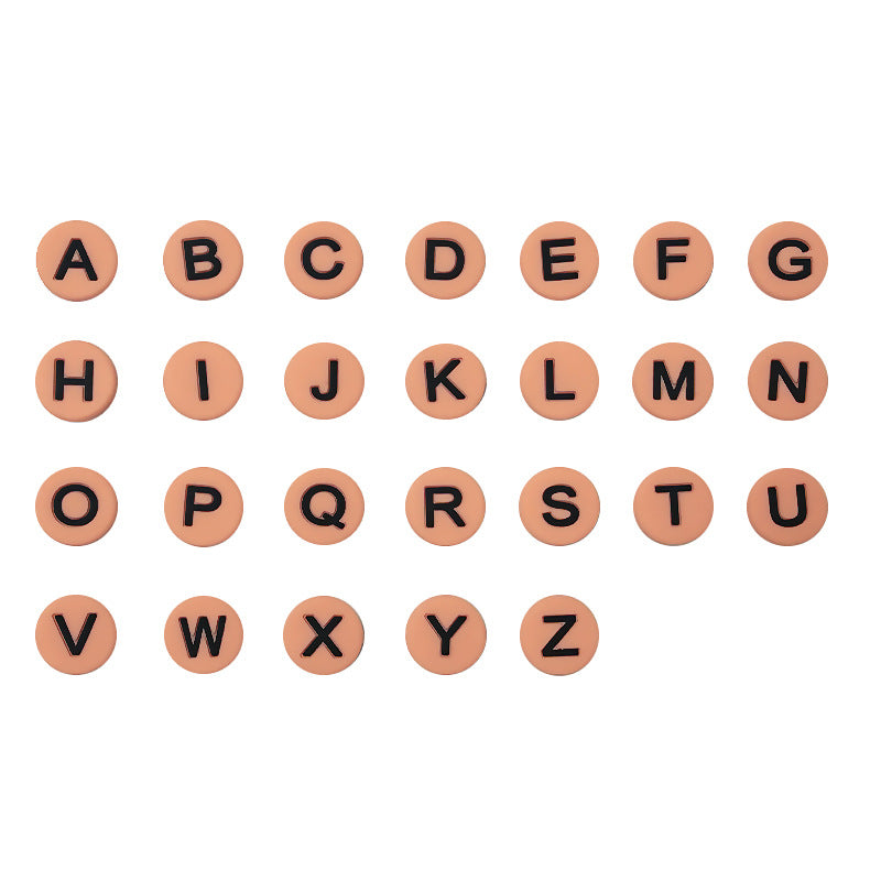 Wholesale 100pcs/pack Horizontal hole 26 letters bracelet silicone flat beads