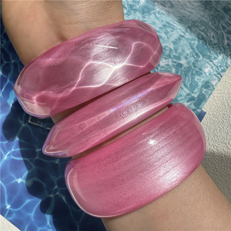 Wholesale Round Colorful Acrylic Bracelet Irregular Casual Round Jelly Color Resin Bracelet