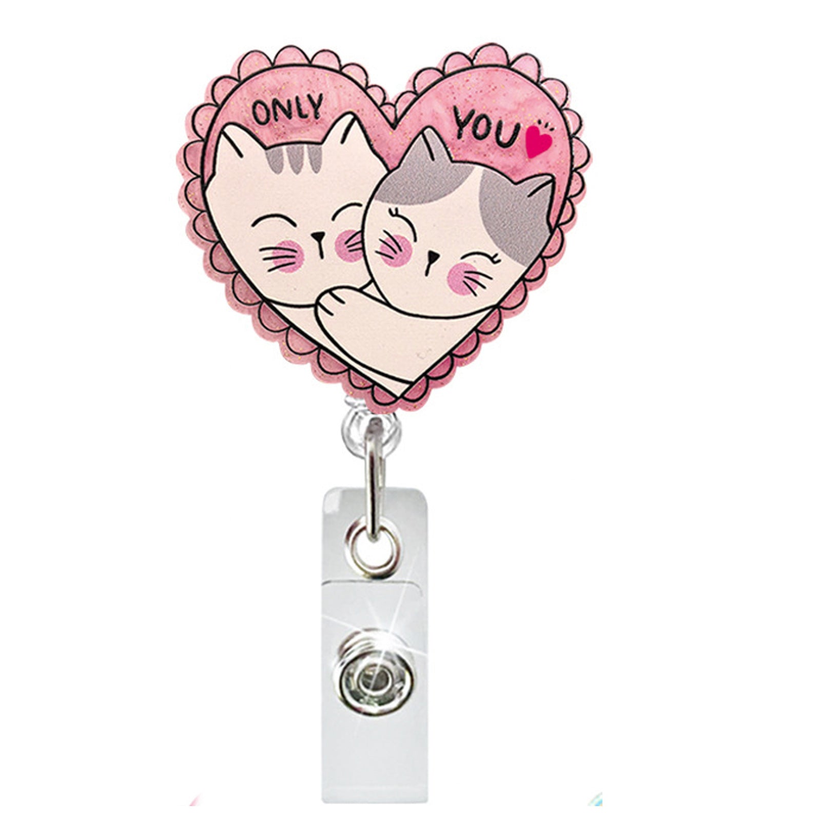 Wholesale New Acrylic Valentine' s Day Love Retractable Rotating Badge Reel Medical