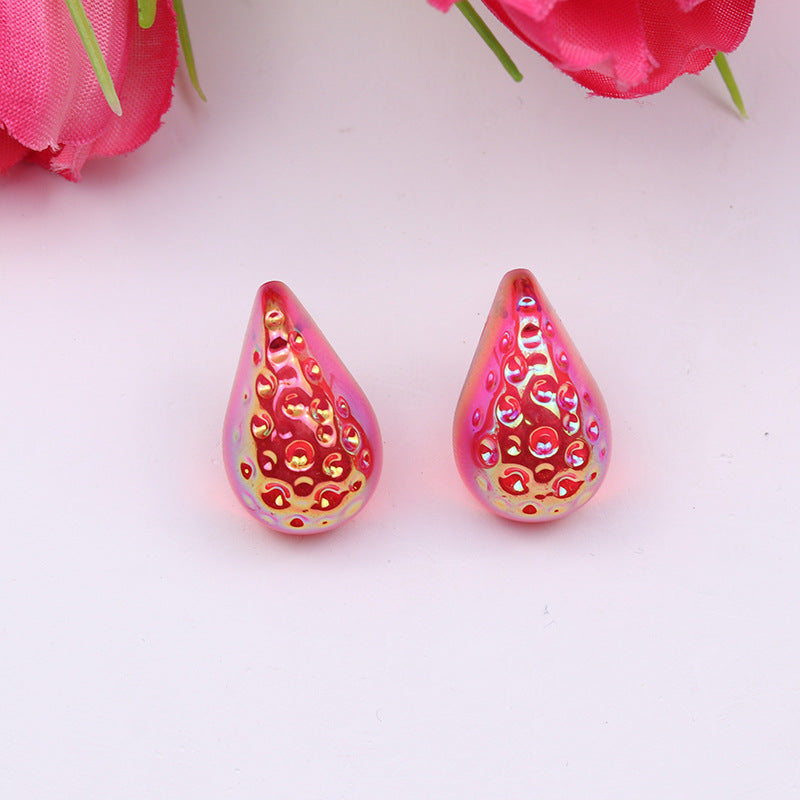 Wholesale Retro High-end Water Drop Acrylic Color Hammered Earrings