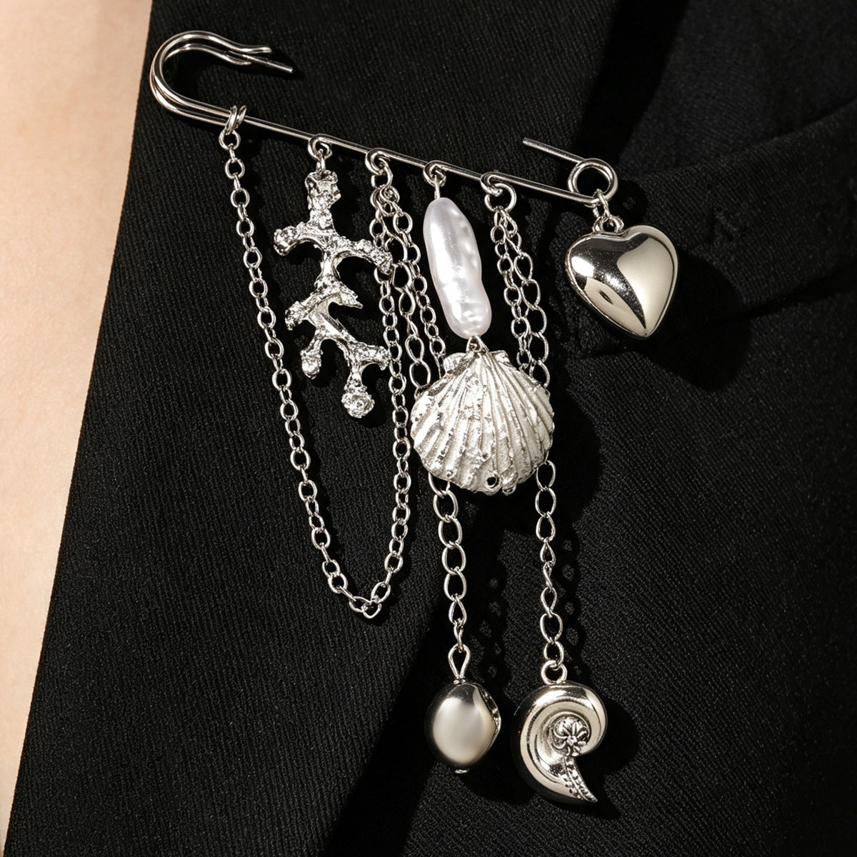 Wholesale Alloy Gold Beach Brooch Pendant Starfish Shell Imitation Pearl Women S Multifunctional Pants Chain Clip Everyday Jewelry Accessory Gift