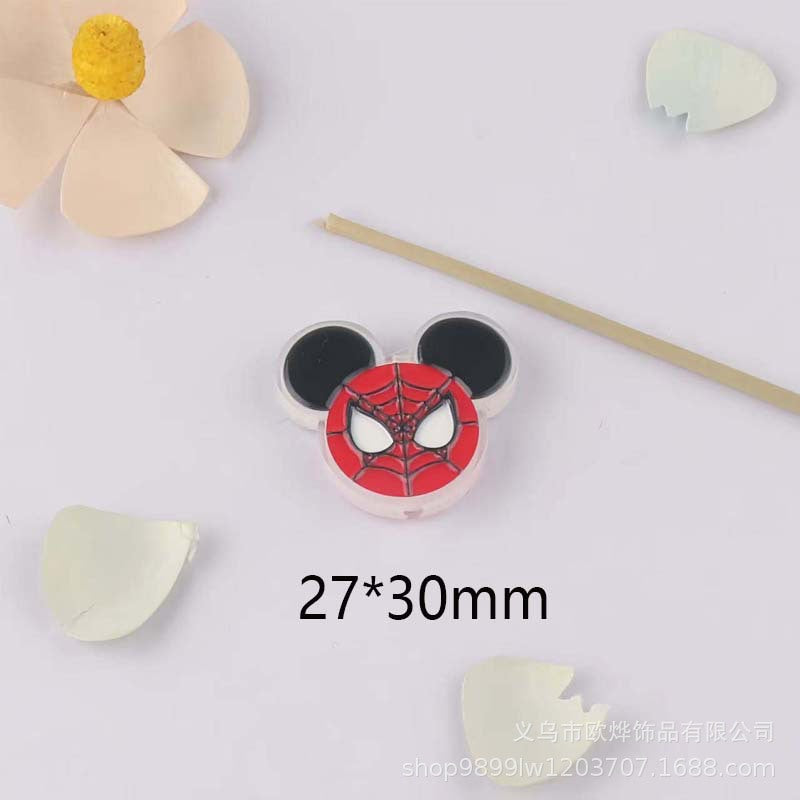 Wholesale 10pcs Cartoon print transparent acrylic beads OLY Exclusive