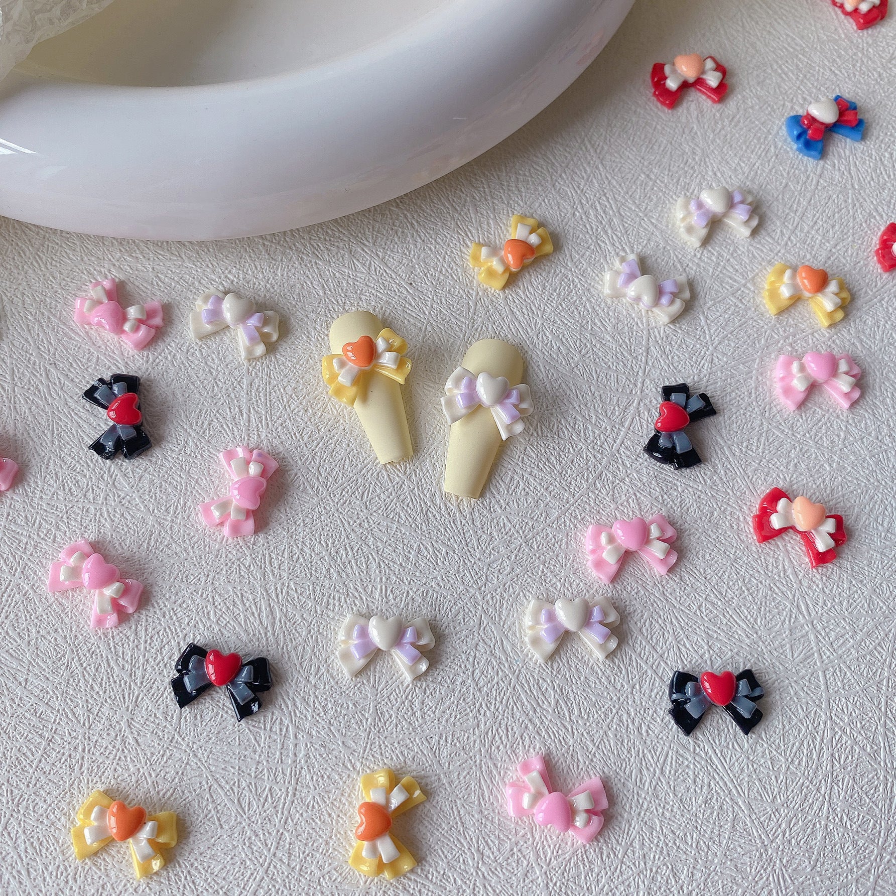 Wholesale 10PCS/Pack Double Bow Nail DIY Resin Decoration