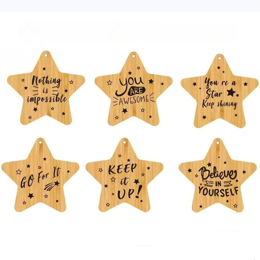 Wholesale English letter inspirational slogan Star Keychain