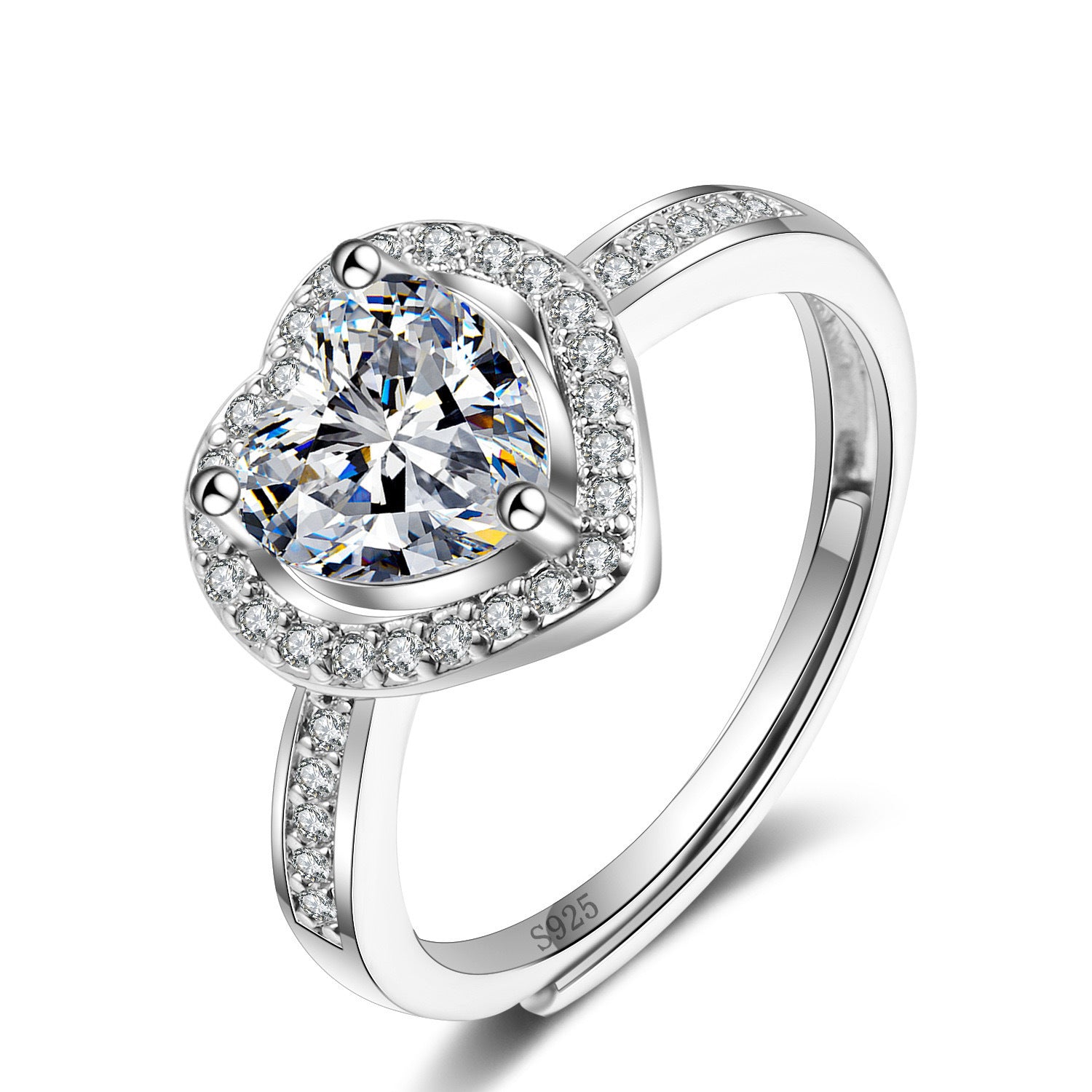 Wholesale Pink heart full diamond ring