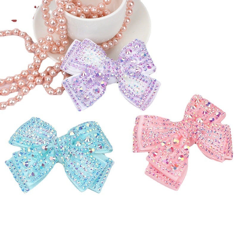 Wholesale Full Diamond Pearl Bow Double Layer Children's Versatile Hair Clips