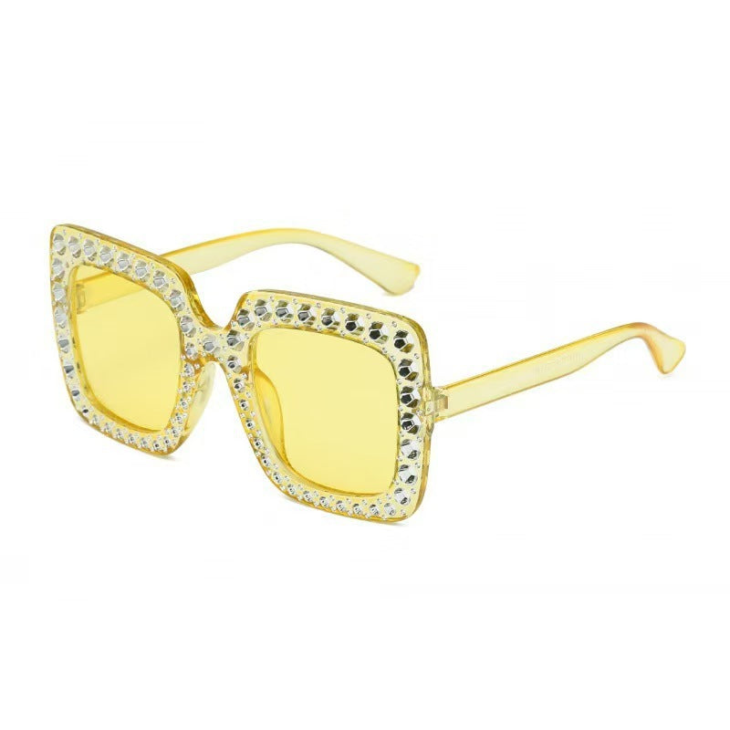 Wholesale Large box diamond studded street photography UV resistant sunglasses