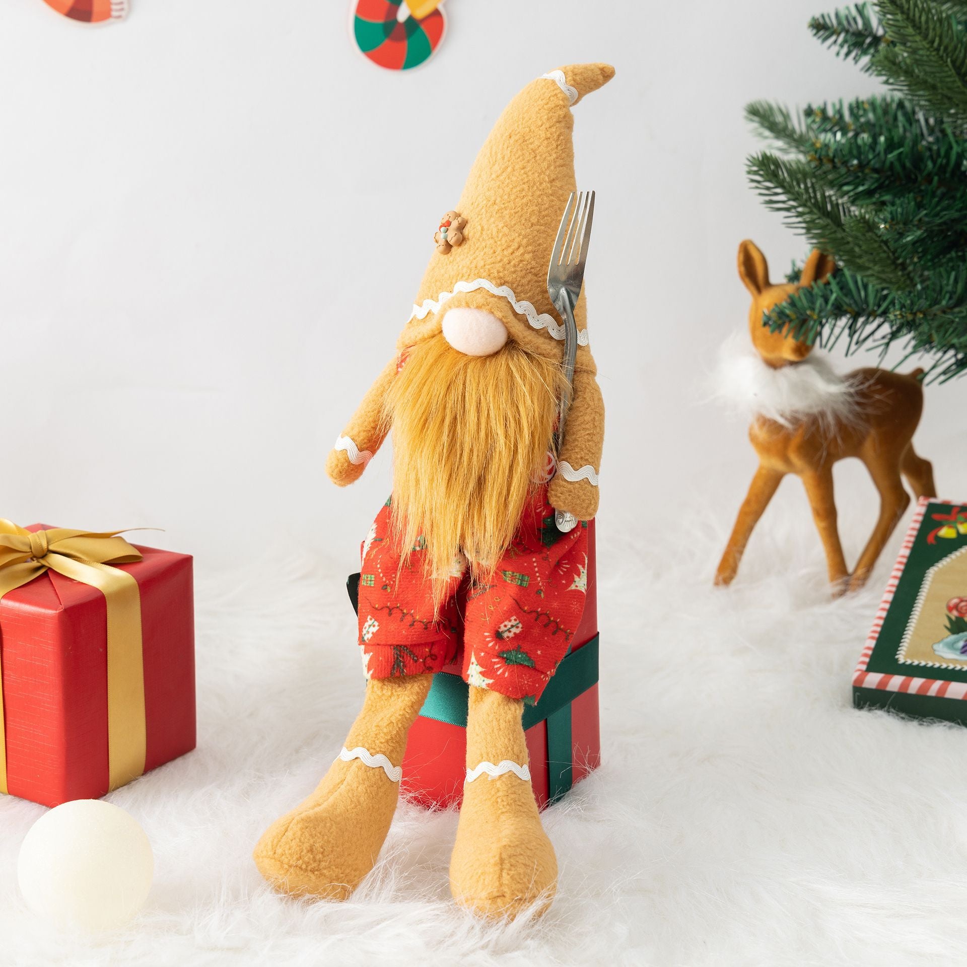 Wholesale Pointed Hat Gingerbread Man Long Leg Fabric Art Face Less Doll