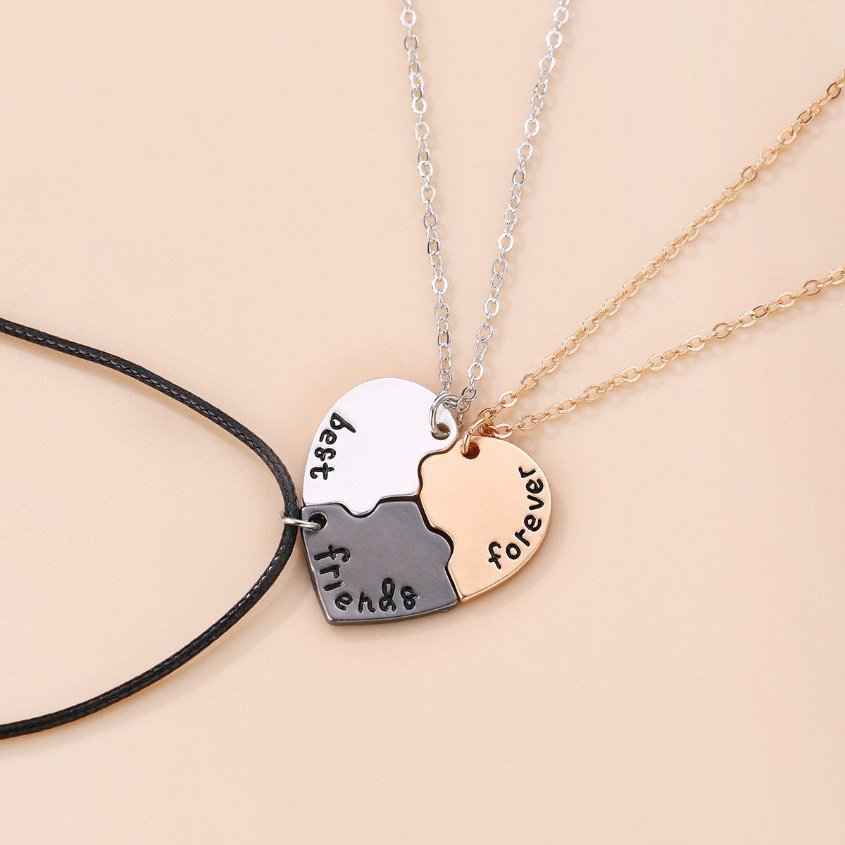 Wholesale Star Moon Three-person Chain  Splicing Round Pendant Set Necklace