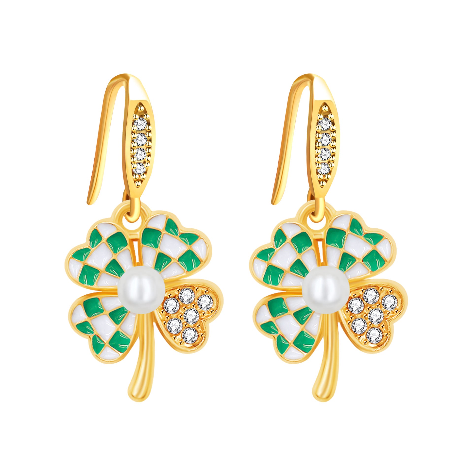 Wholesale St.  Patrick' s Day rainbow hat shamrock four-leaf clover earrings