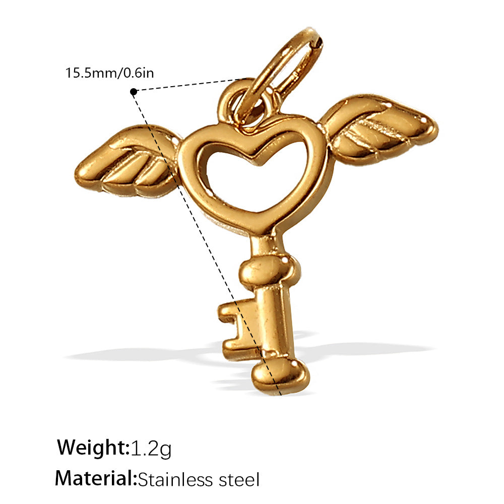 Wholesale Stainless steel 18K gold-plated small DIY key pendant