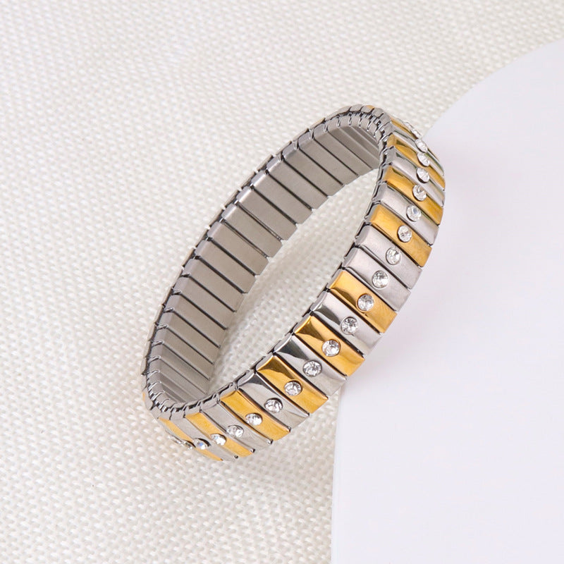 Wholesale Titanium Steel Diamond Stretch Bracelet