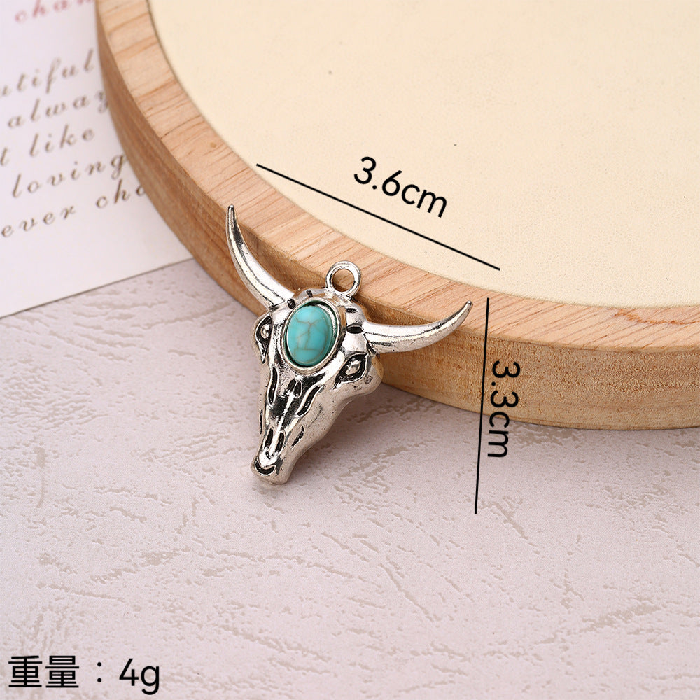 Wholesale 10pcs Bohemian style turquoise diverse bull pendant