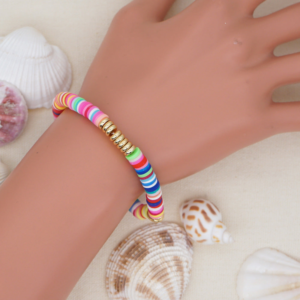Wholesale 6mm colored polymer clay septa Bracelet