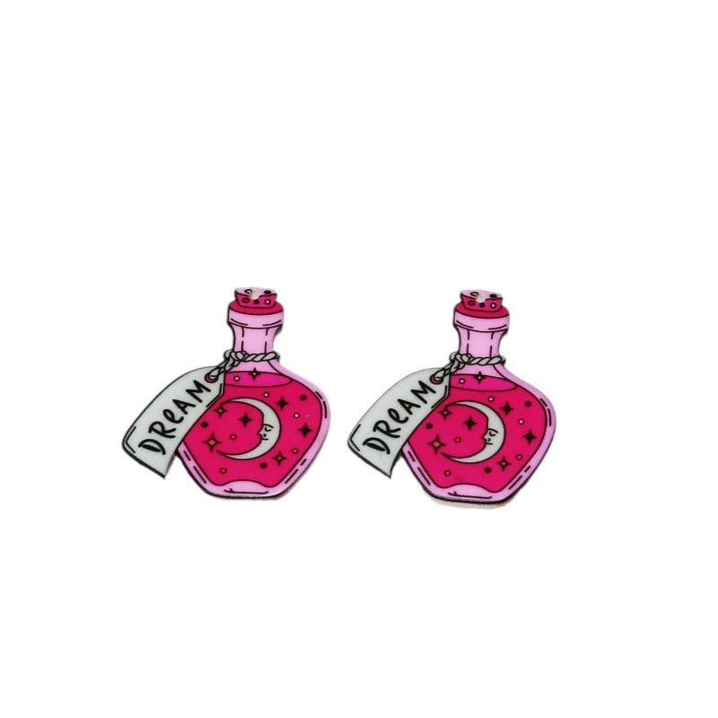 Wholesale 10pcs Magic Purple Printing Diy Magic Potion Bottle Pendant Accessories