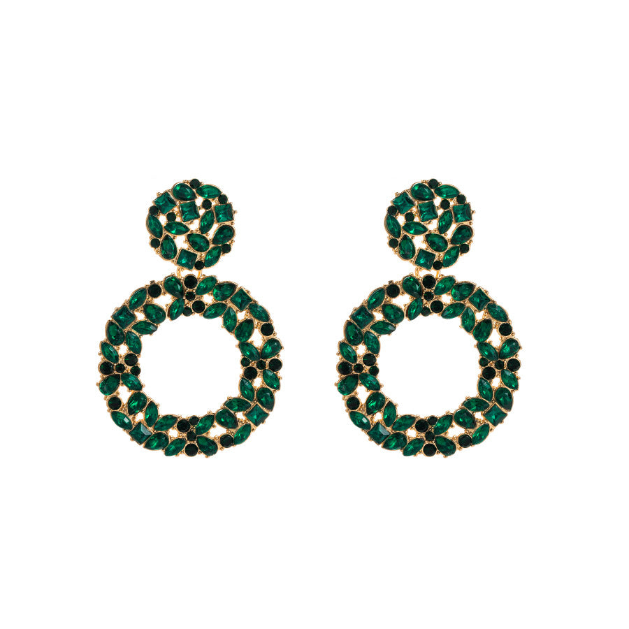 Wholesale Rhinestone Geometric Earrings Trendy Round Multi Layer Drop Earrings For Women Chic Party Jewelry Accessory