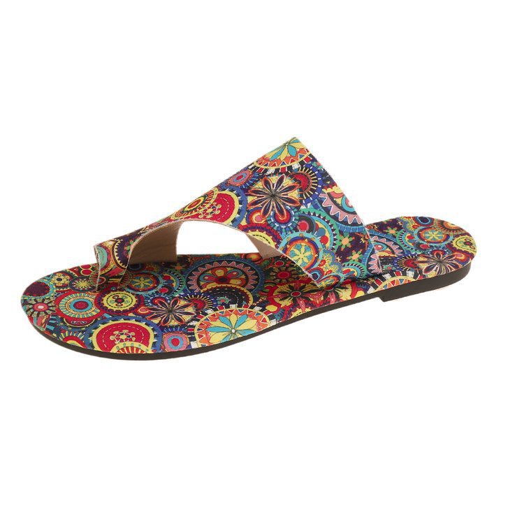 Wholesale Breathable Printed Slip-on Roman Style plus size Sandals for Women Ethnic Style