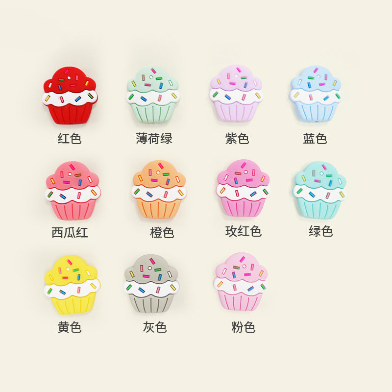 Wholesale 10pcs/pack cute little cake beaded pen beads silicone decorative accessories DIY beads