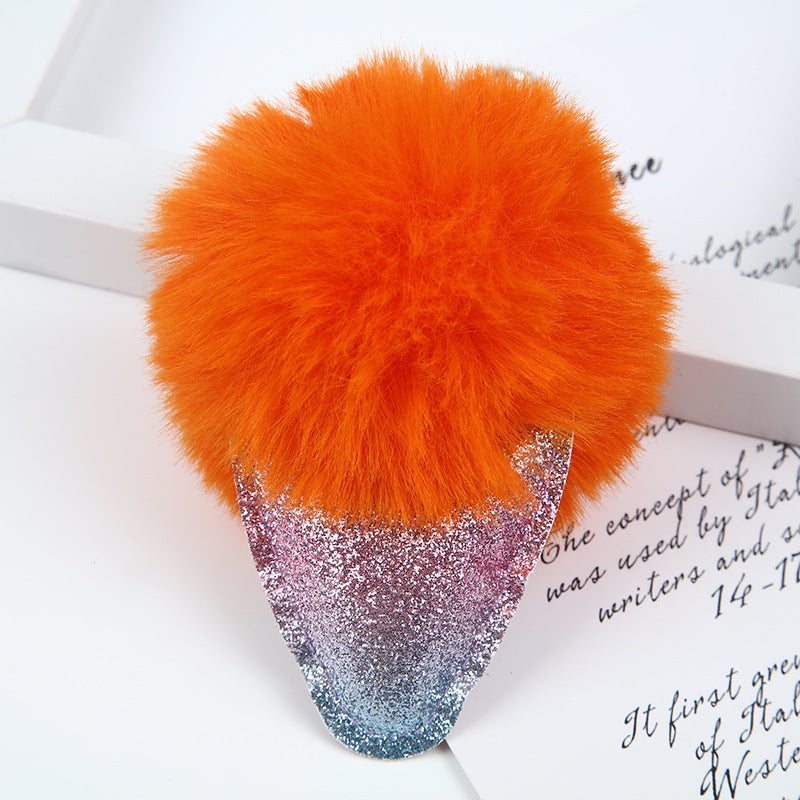 Wholesale Hair Ball Ice Cream Cone Keychain