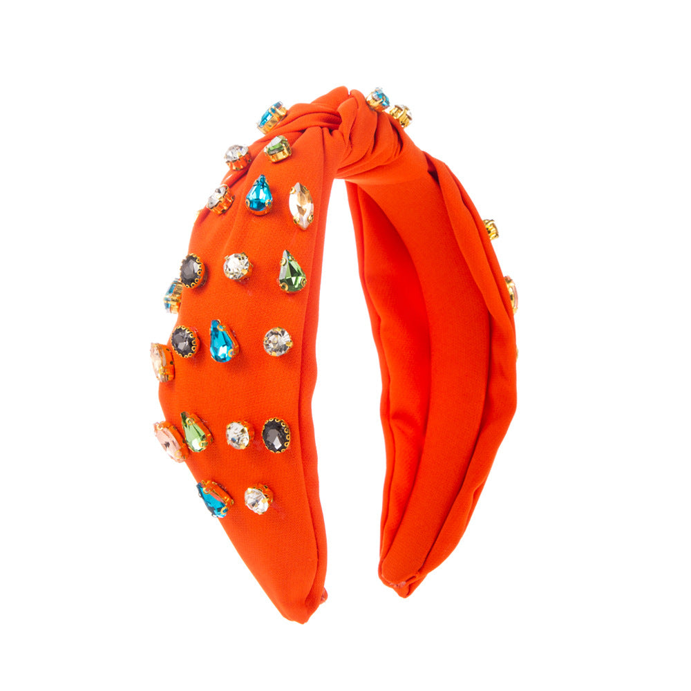 Wholesale fabric full diamond knotted colorful headband hair accessories