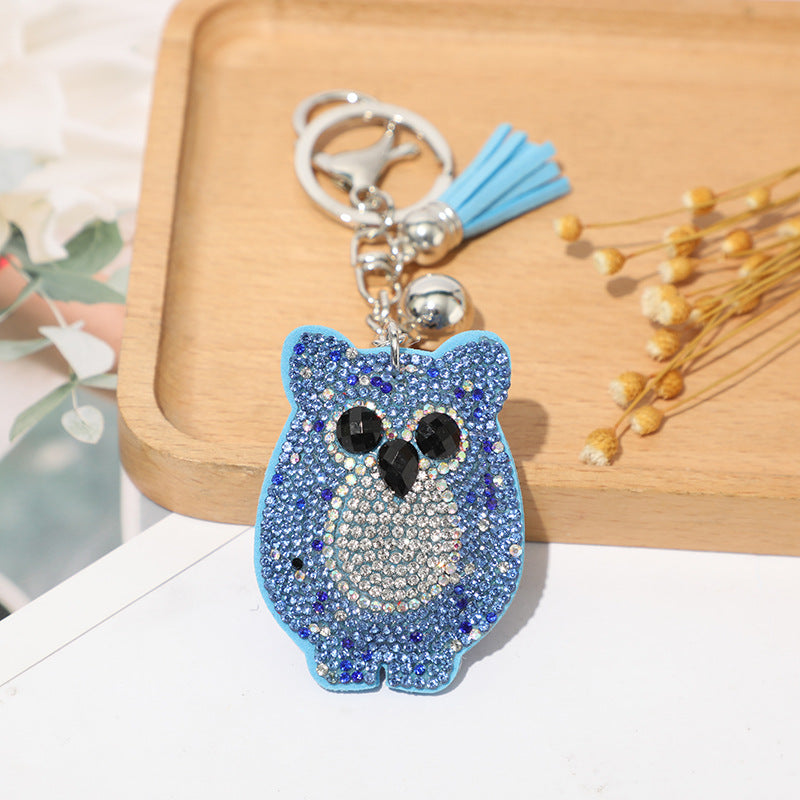 Wholesale 12pcs  cartoon owl rhinestone keychain