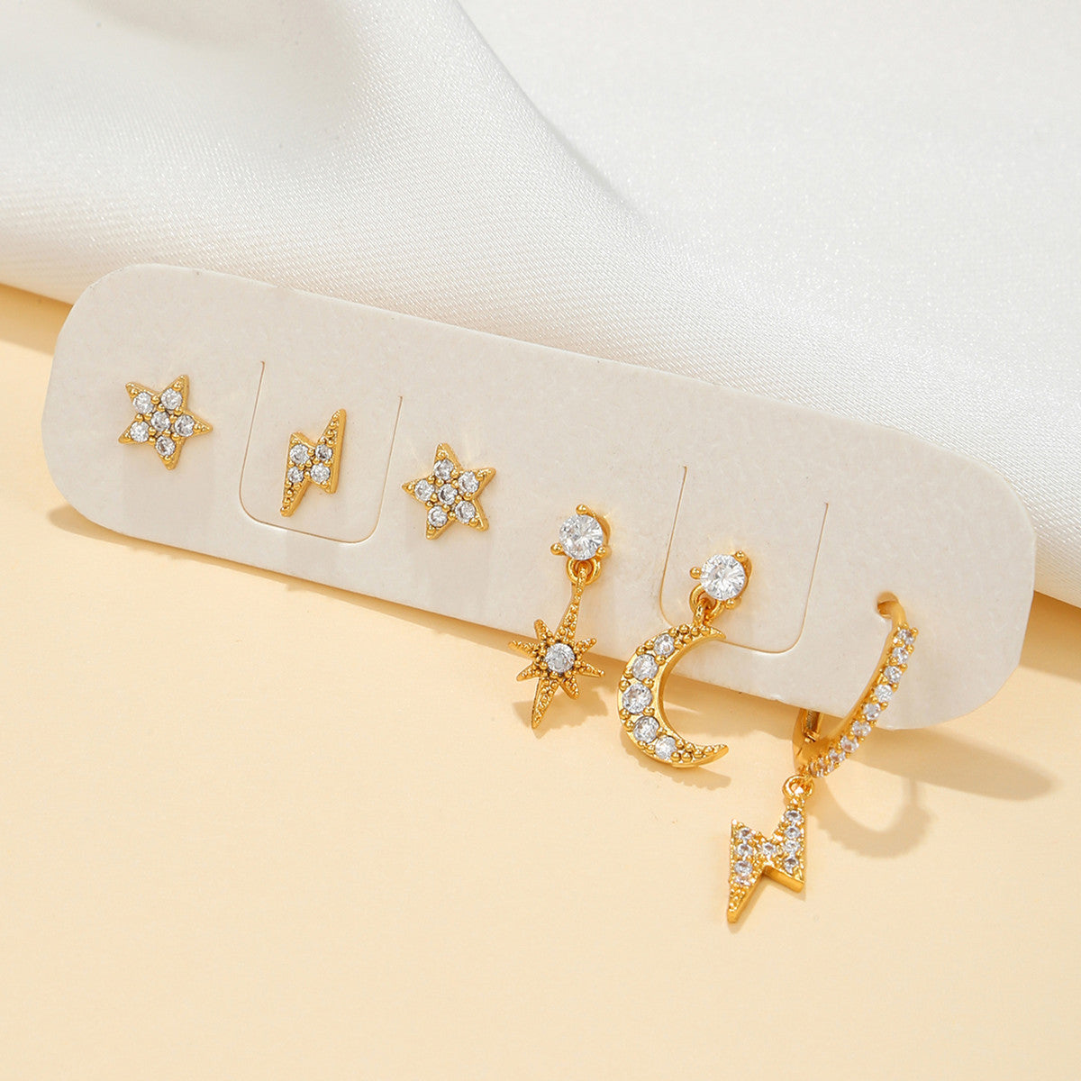 Wholesale Stars Sun Lightning Zircon Earrings