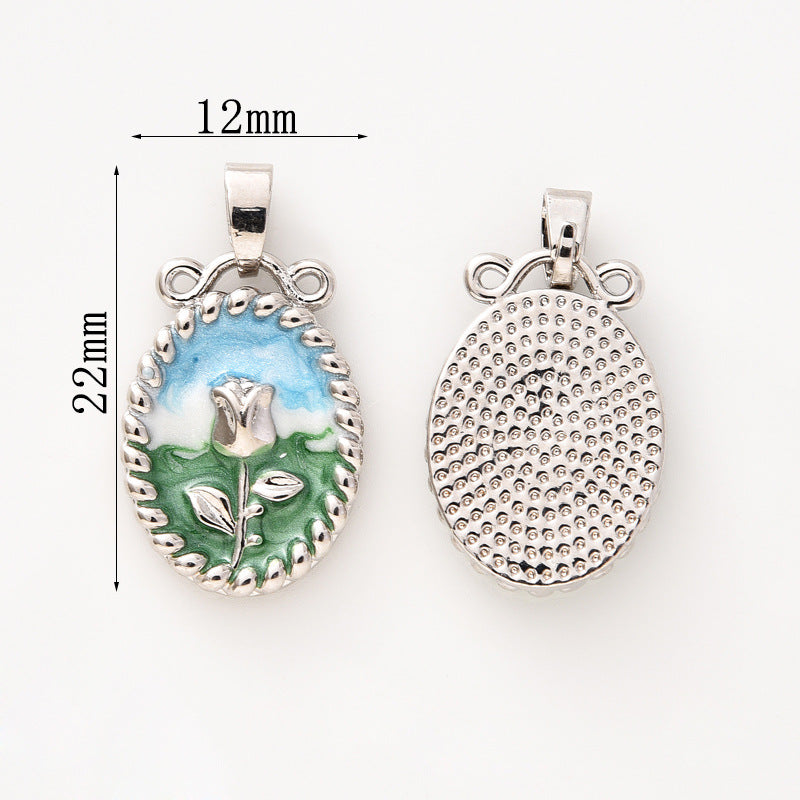 Wholesale Pearl Necklace Melon Buckle Pendant Oil Dropping Oil Painting Style Rose DIY Pearl Necklace Sweater Chain Accessories New