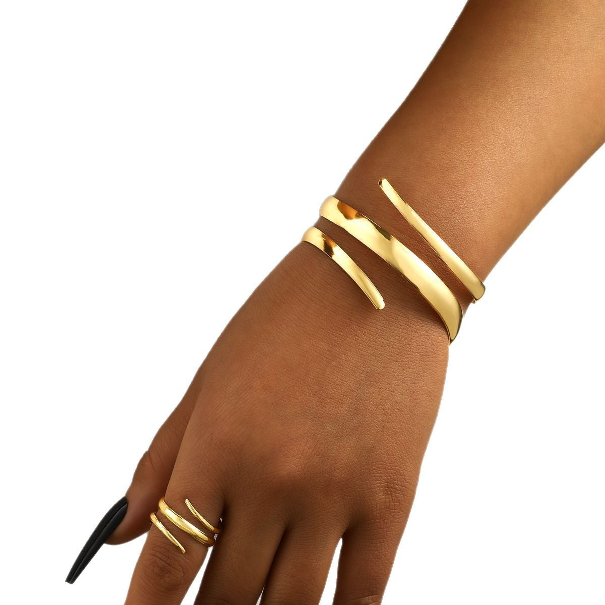 Wholesale Line hollow water drop ring bracelet set