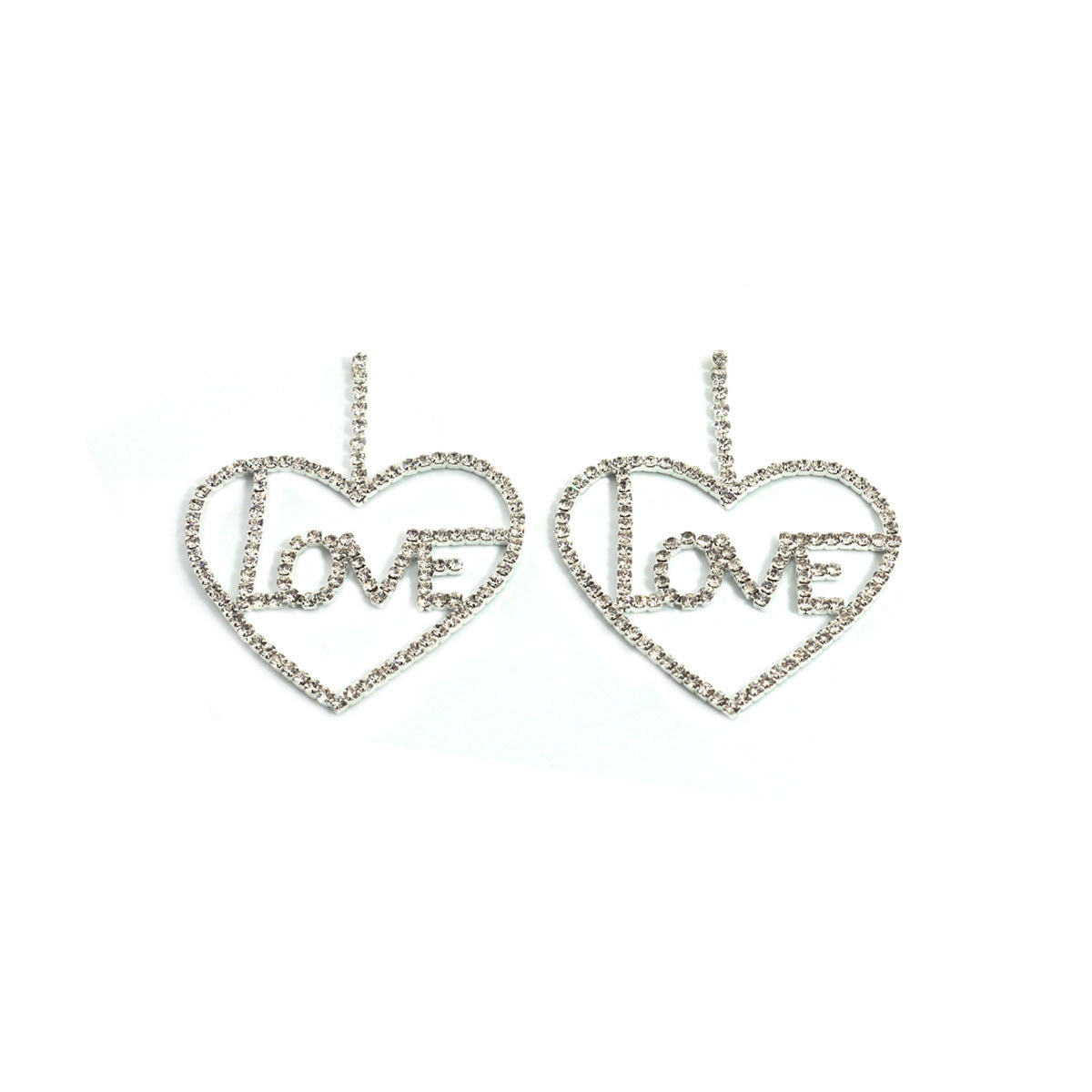 Wholesale Cross-border Fashion LOVE Hollow Earrings Inlaid Rhinestone Simple Earrings Party Valentine's Day Gift Earrings Women