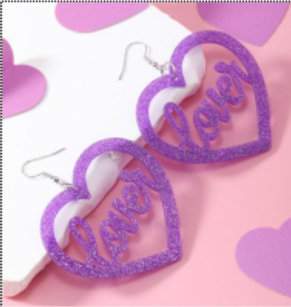 Wholesale Love Heart Hollow Acrylic Earrings