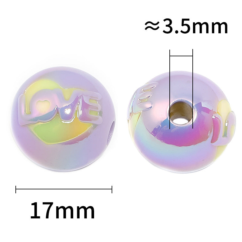 Wholesale 100pcs Acrylic Two-color Love Round Beads Three-dimensional Letter LOVE Beads
