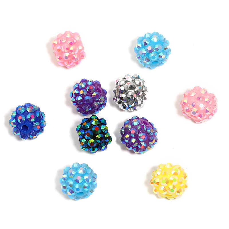 Wholesale Random 100pcs Colored diamond studded bead  Acrylic Beads