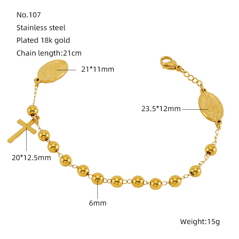 Wholesale Beaded Stainless Steel Cross Bracelet