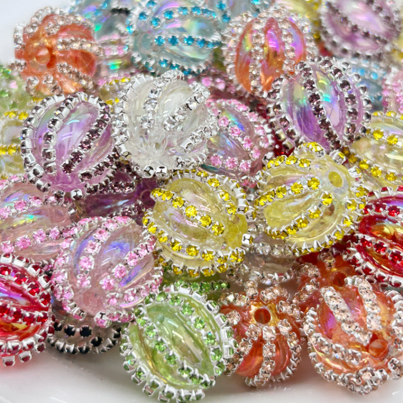 Wholesale 20pcs Diamond Chain Pumpkin Colorful Lantern Acrylic Beads