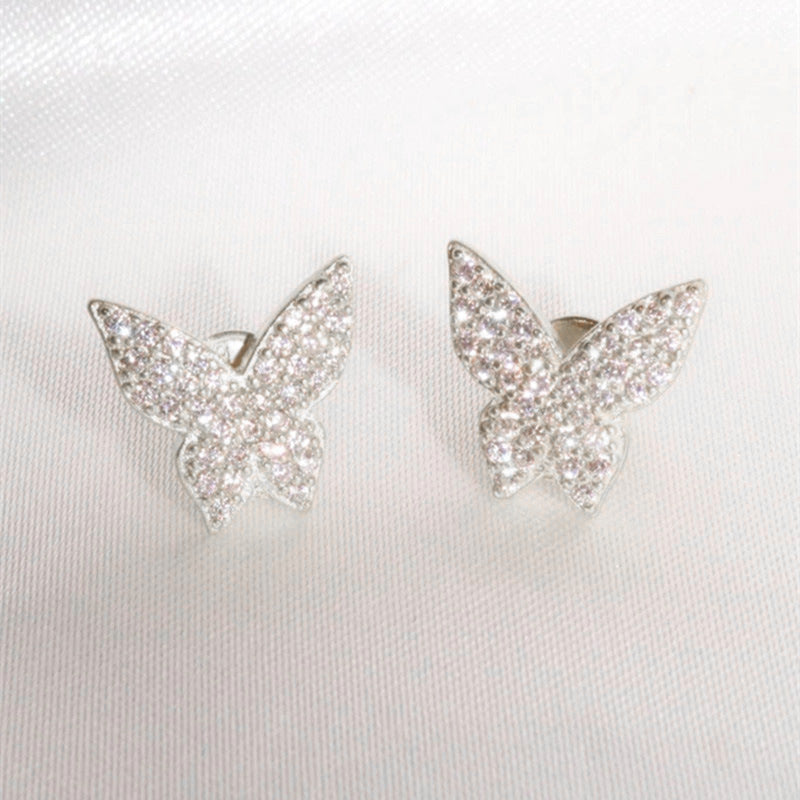 Wholesale Copper Micropaved Zircon Butterfly Earrings