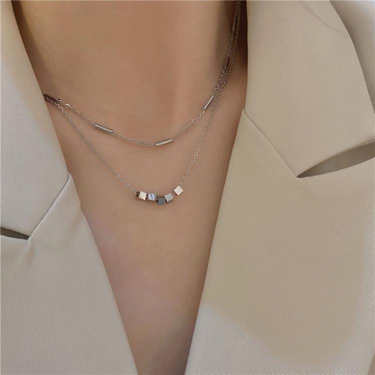 Wholesale Titanium Steel Double Layer Clavicle Necklaces