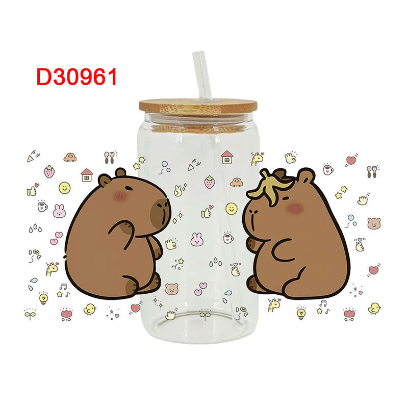 Wholesale Rainbow Flower Cartoon Animal 16oz Cup UV DTF Wraps OLY Exclusive