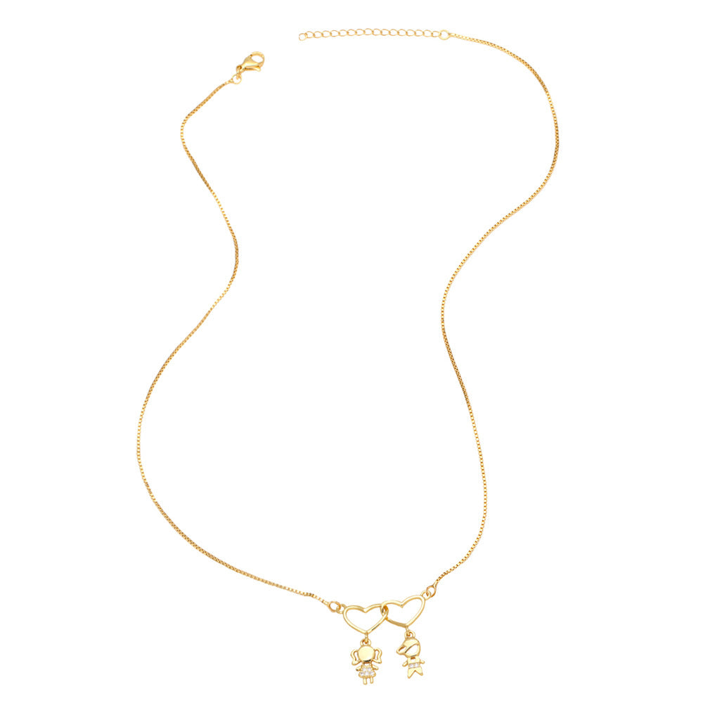 Wholesale Heart Gold-plated Zirconia Clavicle Necklace