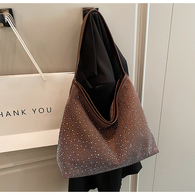 Wholesale Suede Underarm Diamond Inlaid Shoulder Bags
