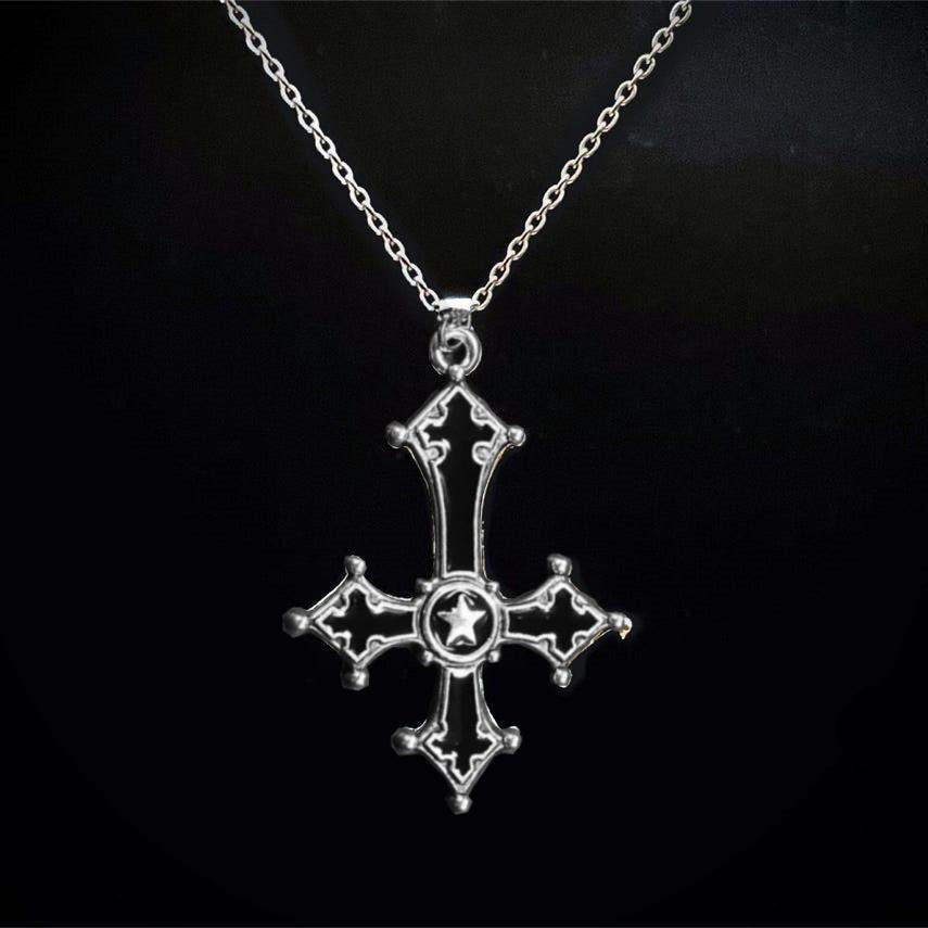 Wholesale Blood Red Gothic Inverted Cross Pendant Necklace