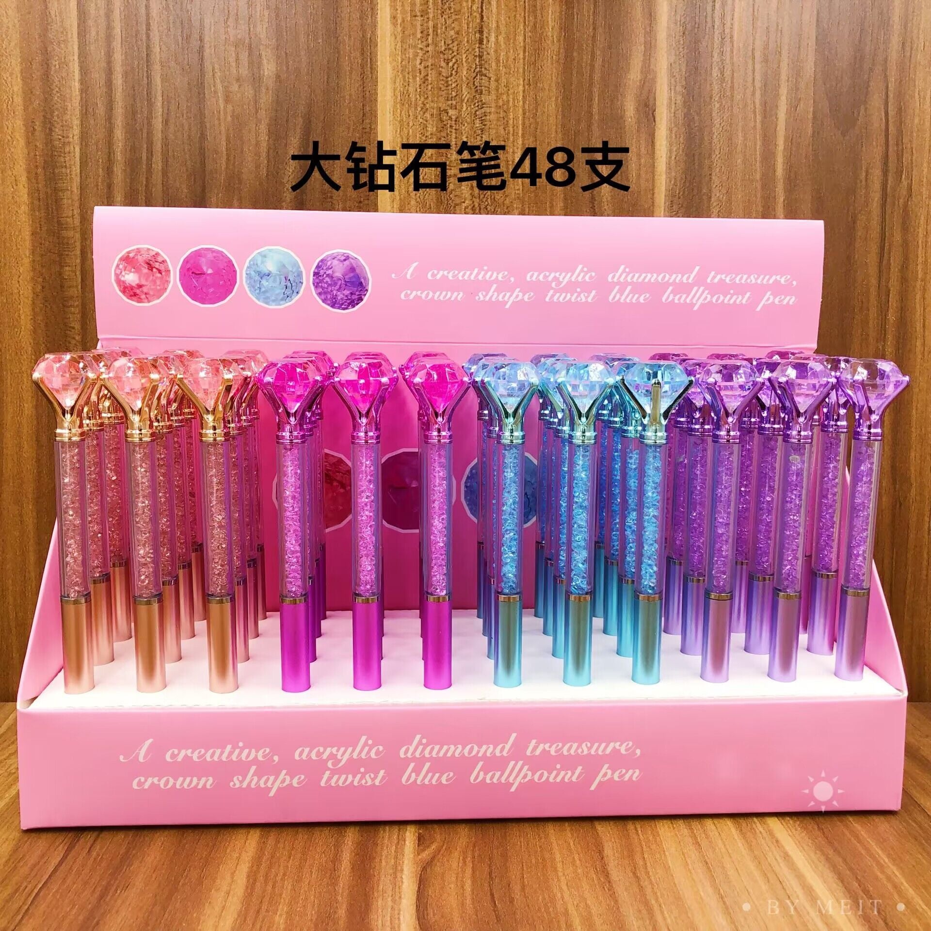 Wholesale 48pcs Cartoon Christmas Crystal Diamond Revolving Ballpoint Pen