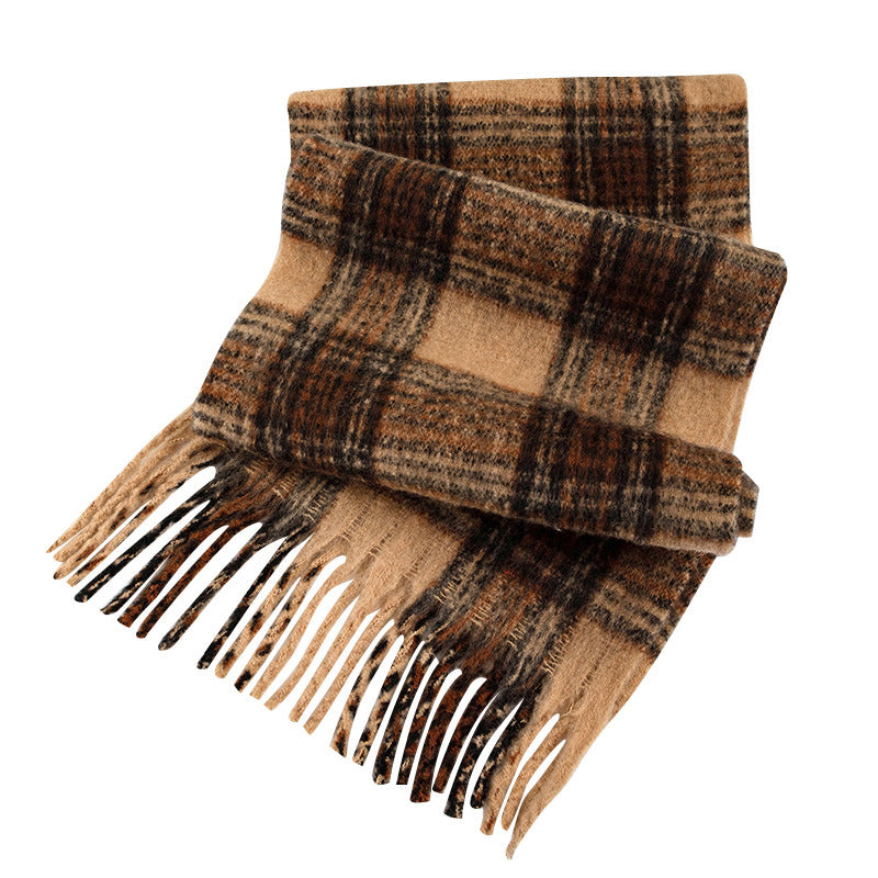 Wholesale Autumn and Winter Thickened Warm Retro Plaid Scarf
