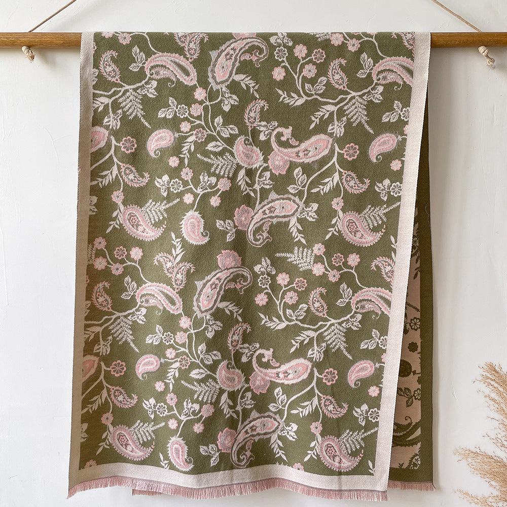 Wholesale Autumn and Winter Warm Scarf Cashew Thickened Long Scarf